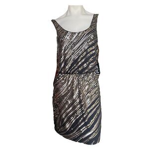 New Express Surplice Dress Black Gold Sequins Mini Sleeveless Tank Top Womens XS